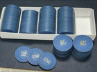 (Classic) 100 Chip Rack/Box of Blue $25 Clay "AC" HHR Casino Poker Chips