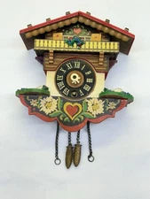 Vintage Miniature Cuckoo Clock Black Forest Germany *Parts or Repair*