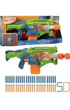 Nerf Elite 2.0 Double Punch Motorized Blaster, 50 Darts, 2x 10-Dart Clips