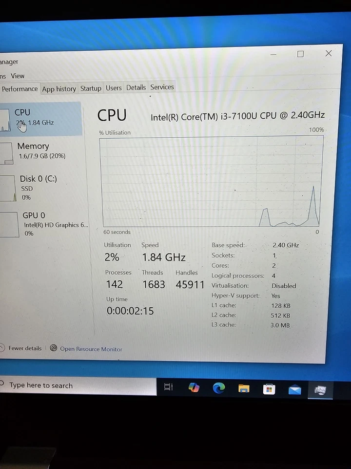Lenovo 13 Laptop – Intel i3 7th Gen, 8GB RAM, 168GB NVME SSD – Windows 10 Pro - Image 3 of 4