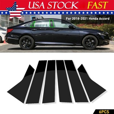 6x Decal Cover Fit 18-22 Honda Accord Pillar Posts Door Window Trim Glossy EAH