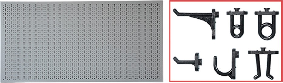 Parete Forata Porta Attrezzi DecHome: 100x50 cm + Set Ganci Metallo