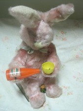 1960s? Battery Operated EASTER Tin&Fur BUNNY Drinking Carrot Juice-FOR PARTS ONL