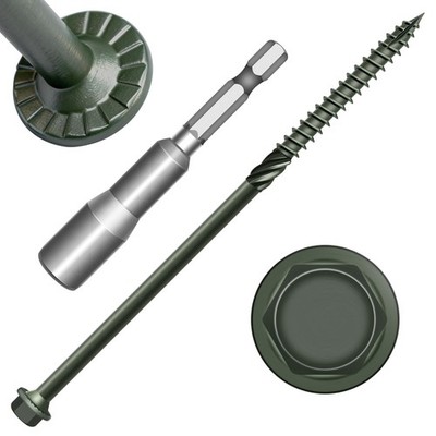 20 PCS #14 x 6 Inch Exterior Lag Screws Serrated Hex Washer Structural Wood