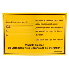 Vorsicht Bienen Warnschild mit eigener Adresse für Imker Bienenstand Bienen