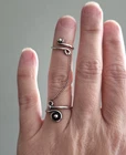 Vtg Sterling Silver Slave Ring Chain Knuckle Midi Boho Ring 6.25