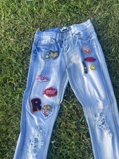 Indigo Rein Juniors' Patch Miller Wash Ripped Skinny Jeans Size 11