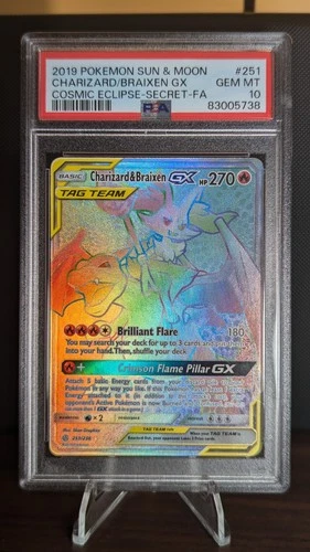 Charizard & Braixen GX 251/236 Secret Rare Cosmic Eclipse - Pokemon TCG - PSA 10