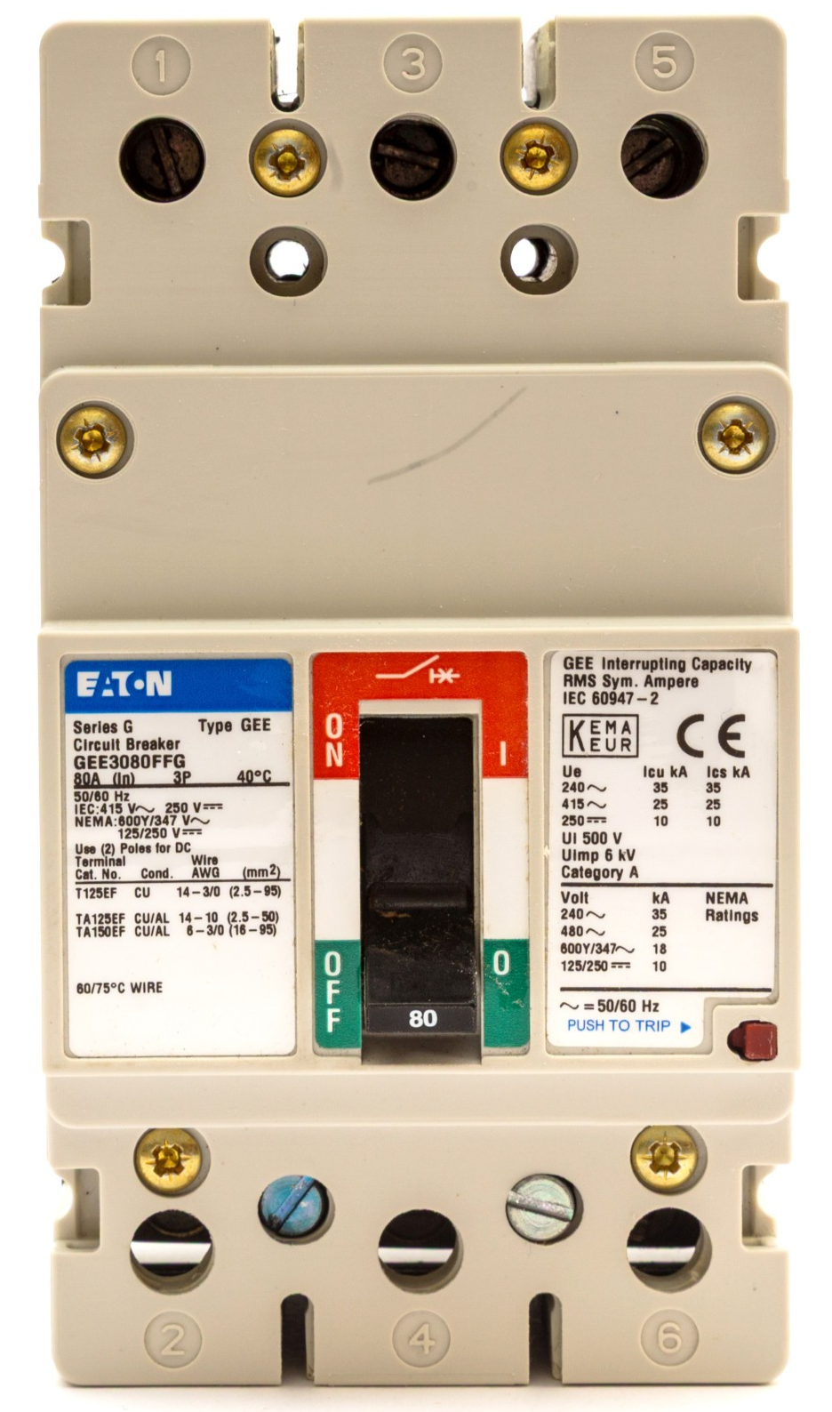 EATON PANELBOARD TRIPLE MCCB 80A 80 AMP 3P 415VAC MEM GEB3080FFG GEE3080FFG