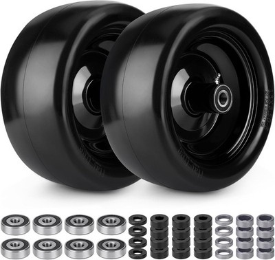 2Pcs 13X6.50-6 Flat Free Lawn Mower Tires and Wheels, 13X6.5-6 Zero Turn Mower F