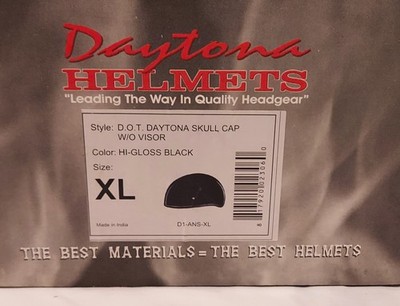 DOT Daytona Skull Cap Motorcycle Helmet W/Storage Bag Dew Rag & Sealed Key Chain