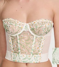 Victoria&rsquo;s Secret DREAM ANGELS Bra & Panty Set Daisy White Mesh 36C/Medium NWT