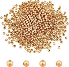 500Pcs Golden 304 Stainless Steel round Spacer Metal Beads - Tiny Smooth Beads f