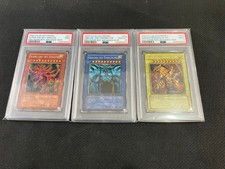 2003 Yu-Gi-Oh GBI God Cards PSA 9 10 Slifer Obelisk Winged Dragon of Ra Set