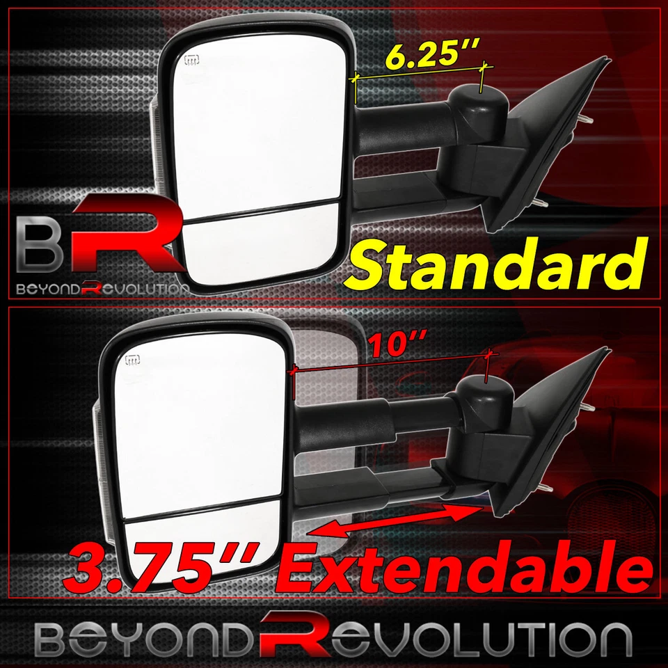 Espejos retrovisores de remolque con señal LED de humo ajustables eléctricos para Sierra 1500 2015-2018 Foto 2 de 4