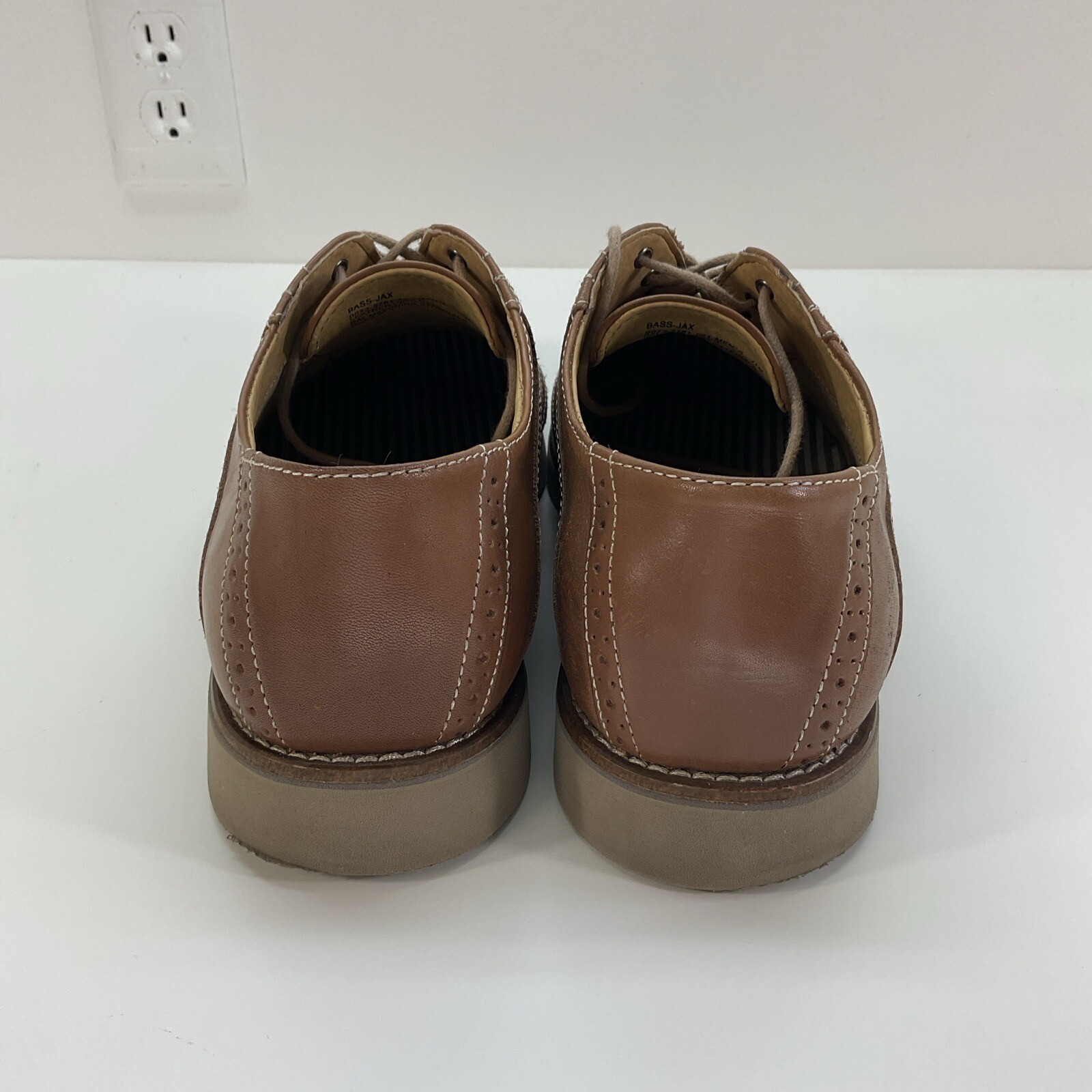 SAOLA Scarpe eleganti Oxford Bass & Co da uomo marrone chiaro in pelle stringate taglia 11 M