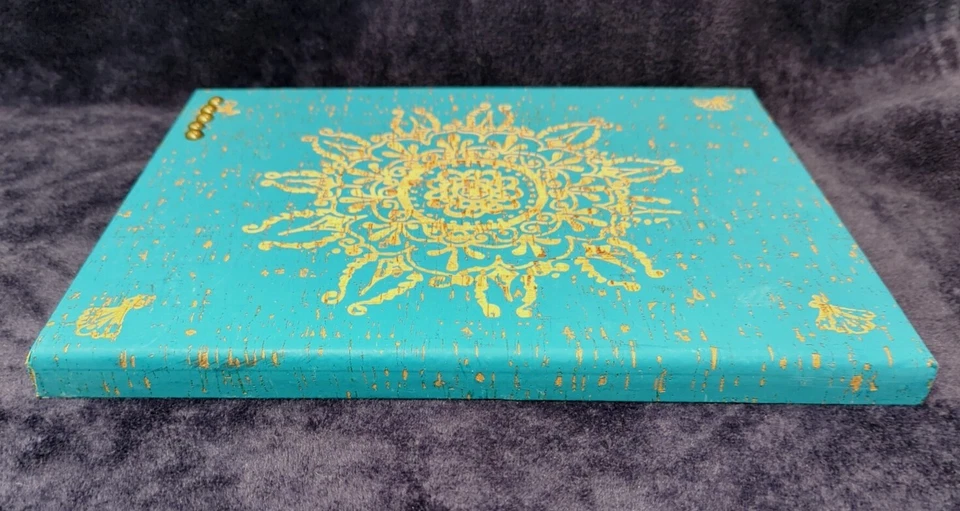Decorative Teal Henna Corkboard With 5 Bronze Pins - Image 3 of 4