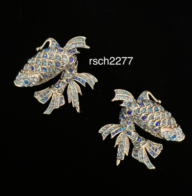 NWT Heidi Daus ''Drop Me a Line'' Crystal Fish-Design Earrings-NWT-Pierced