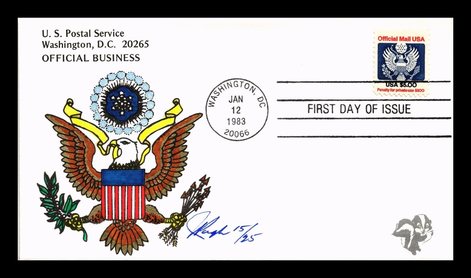 US COVER OFFICIAL MAIL 5 FIRST DAY ISSUE PUGH HAND COLORED CACHET eBay