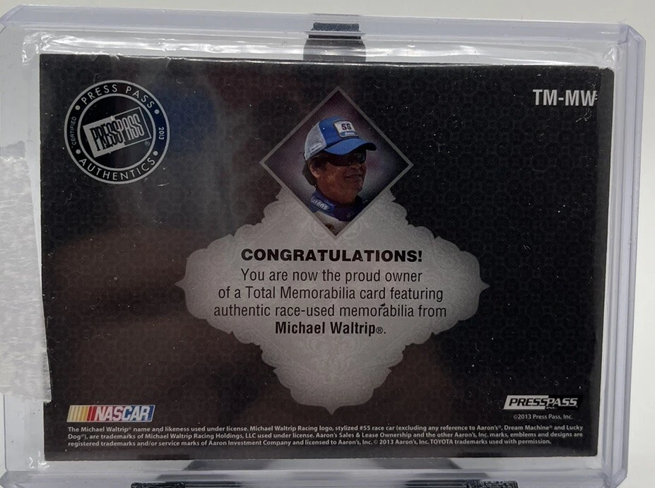 /99 Michael Waltrip #TM-MW 2013 Press Pass Total Memorabilia Blue Triple - Image 2 of 3