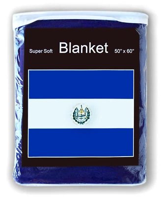 SUPER SOFT El Salvador Flag Fleece Blanket *NEW* 5 ft. x 4.2 ft El Salvadorian Magna Throw