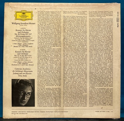 MOZART~GEZA ANDA Piano Concertos KV 537 KV 414~SEALED 1966 ITALY DGG SLPM 139113 - Picture 2 of 3