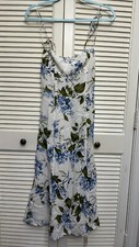 Reformation Jasen Dress in Riviera White Blue Floral Maxi Tie Straps Size 2