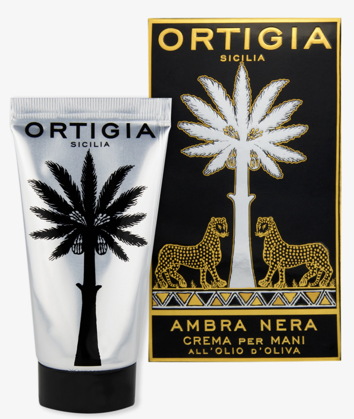 Ambra Nera Scented Hand Cream by Ortigia Sicilia Amber Olive Oil Aloe 80ml Gift