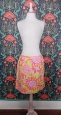 Vintage 90's Y2K Lilly Pulitzer Preppy Green Pink Orange Sun Mosaic Skirt