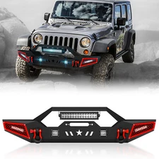 Front Bumper W/ Winch Plate For 07-2018 Jeep Wrangler JK JKU Unlimited 2/4 Doors