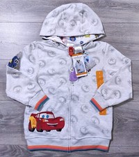 Disney Pixar Hoodie Boys Size 7 Medium Gray Lightning McQueen Dory Zip Sweater