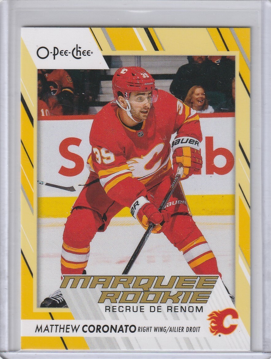 MATTHEW CORONATO Flames 2023/24 O-Pee-Chee Marquee Rookie #575 Yellow Border RC