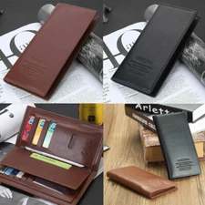 Men's Long Leather Wallet Bifold ID Card Holder Checkbook Clutch Purse Handbag