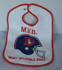 DENVER BRONCOS BABY BIB Most Valuable Baby (MVB) Vinyl Back w/ Snap - Brand New