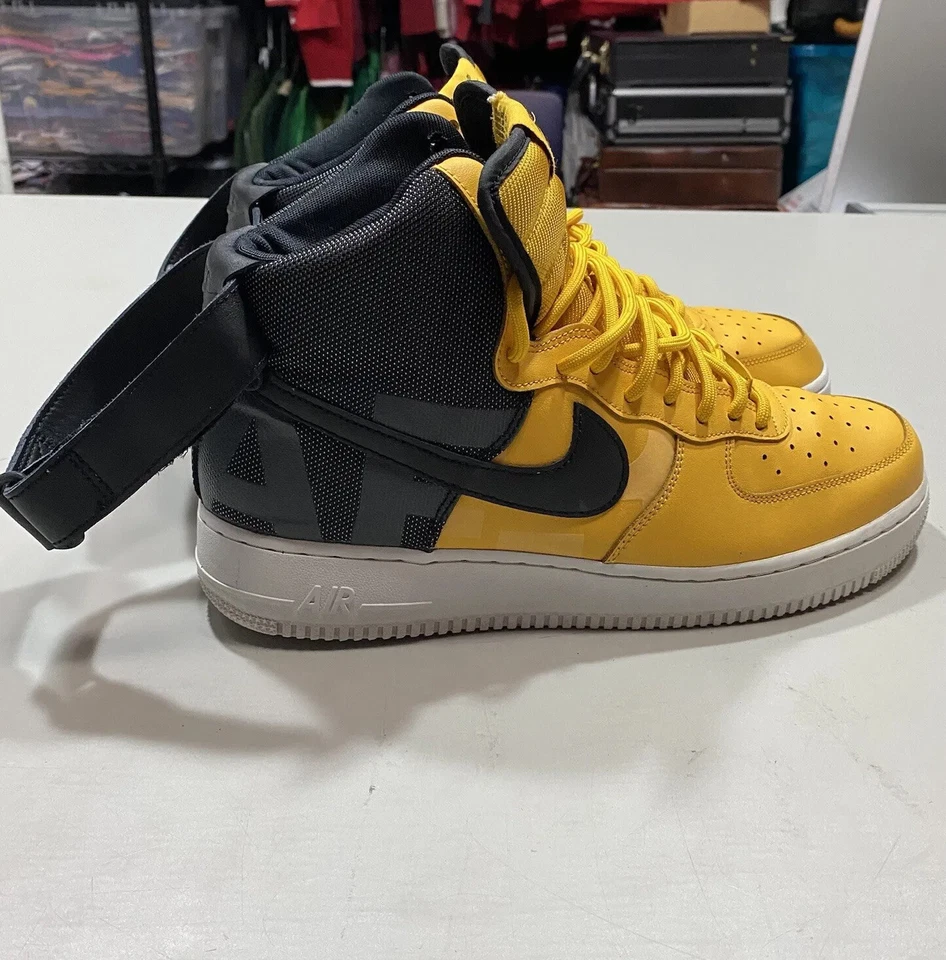 Nike Air Force 1 “Ochre” High Yellow / Black + Straps -Mens Sz: 10.5 #AV8364-700 - Image 3 of 4
