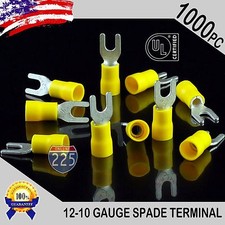 1000 Pack 12-10 Gauge Vinyl Spade Fork Crimp Terminals 8 Stud Tin Copper Core