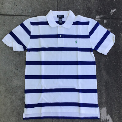 Polo Ralph Lauren Shirt XL (18-20) Youth Blue White Short Sleeve