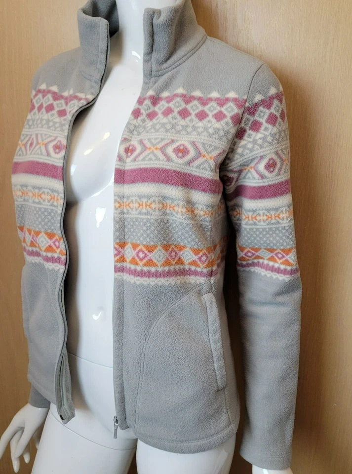 Uniqlo Chaqueta Mujer Polar Cremallera Completa 2008 Gris Naranja Rosa Pequeño 36 Bolsillo en el Pecho Foto 4 de 4