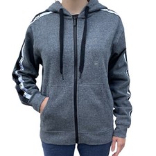 Hoodie Womens Fleece Zip Up Heather Grey Dark Sweatshirt Calvin Klein XS-L, NEW
