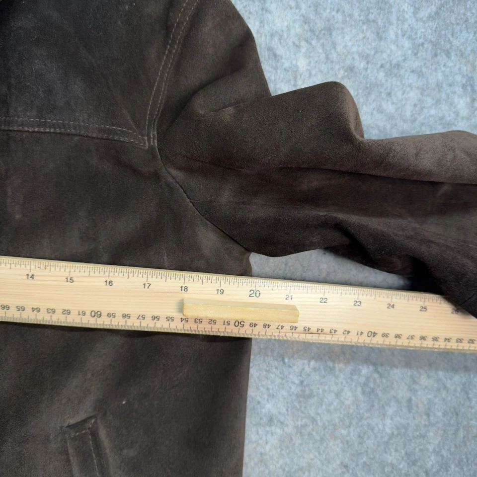 Jaqueta Boden Feminina Tamanho 10 Marrom 100% Couro Bolsos com Botões Forrados com Gola - Imagem 2 de 4