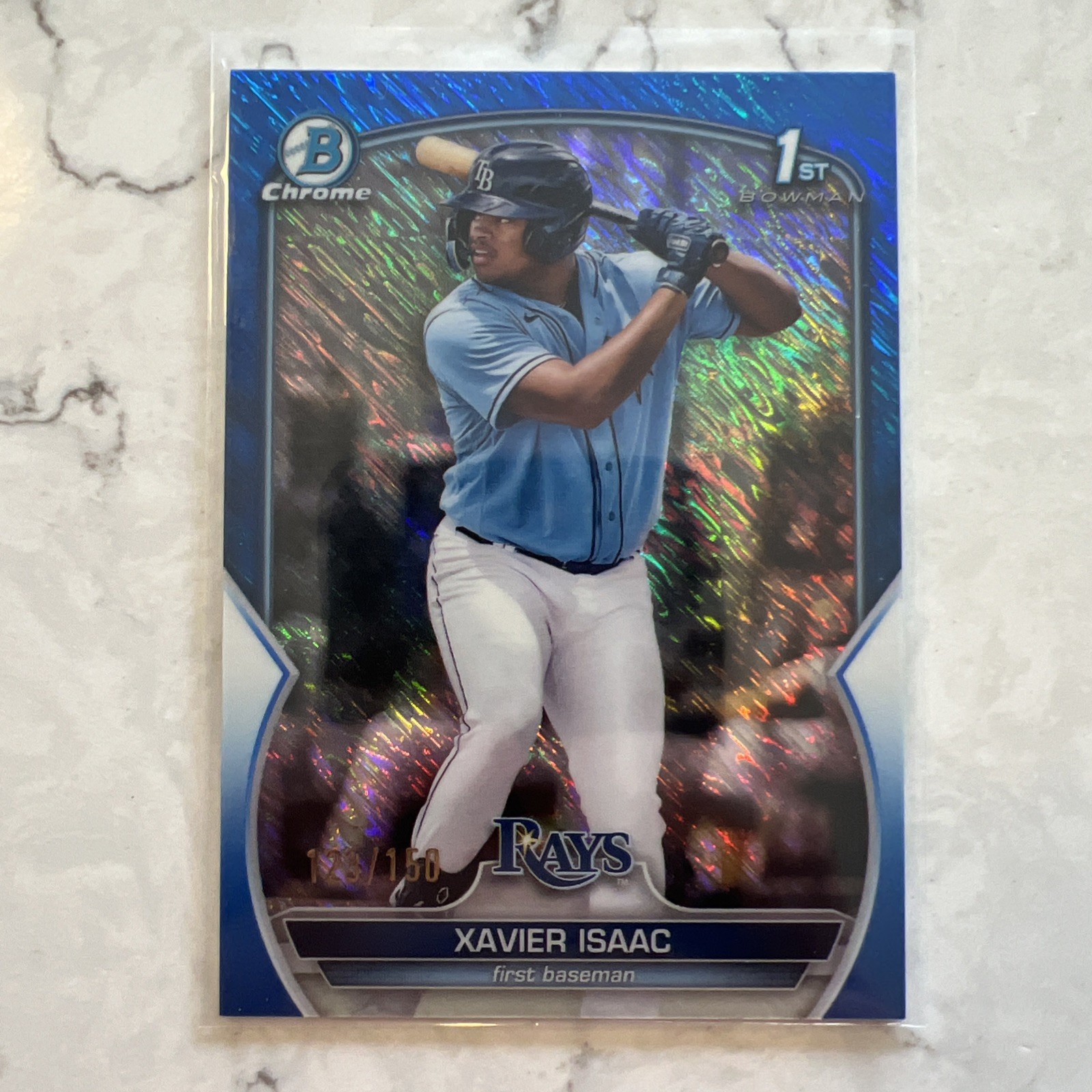 2023 Bowman Chrome 1st Xavier Isaac Bcp-145 Blue Shimmer Refractor /150 Rays
