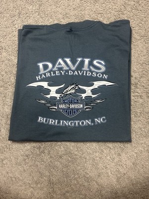 Vintage 2003 Harley Davidson Davis Burlington NC Men s Size Xl Blue 