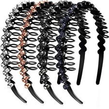 Yaomiao 4 Pcs Rhinestone Headband with Teeth Comb - Wave Rhinestone Crystal