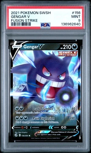 2021 POKEMON SWORD & SHIELD FUSION STRIKE #156 GENGAR V PSA 9