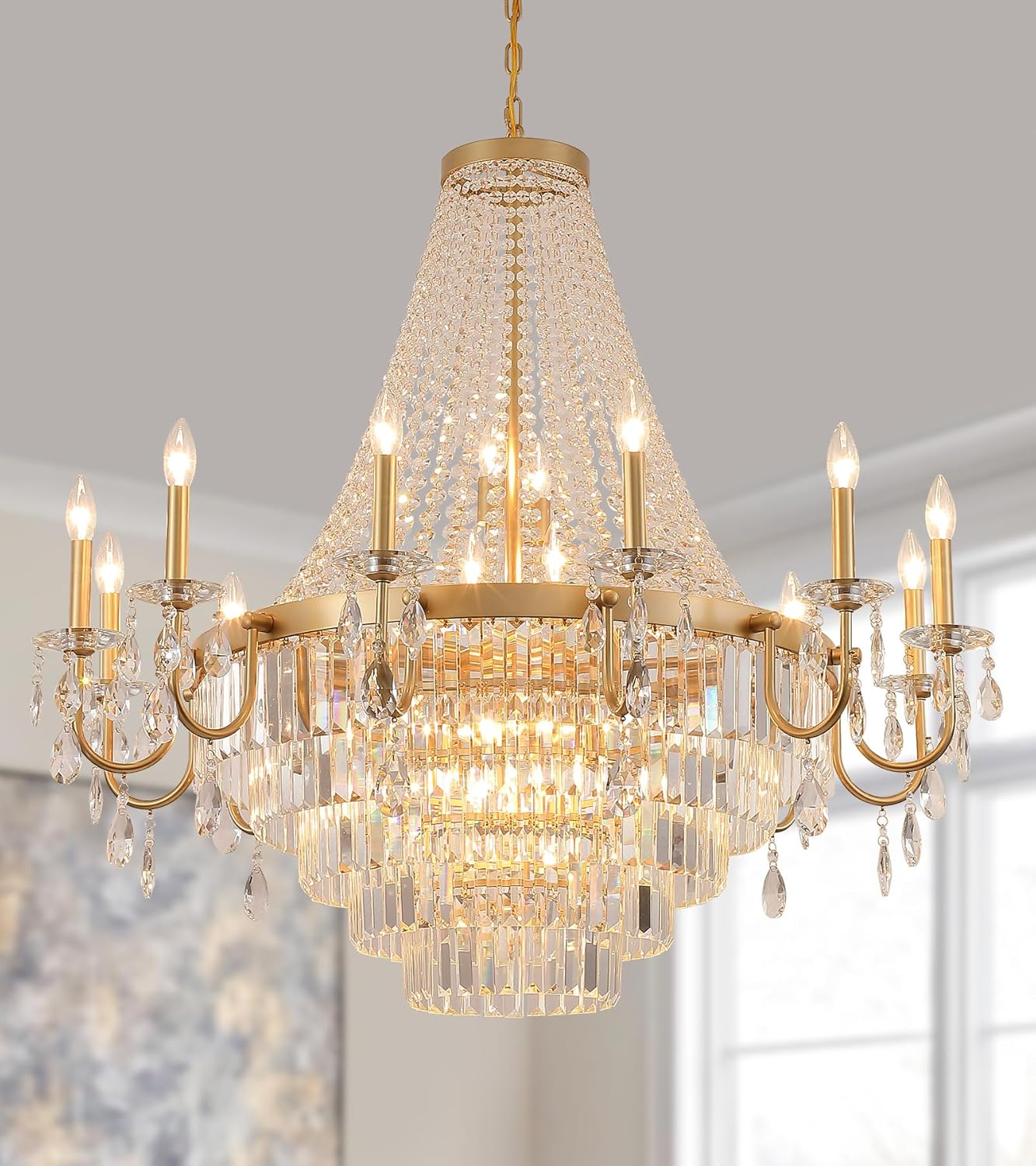 Extra Large Gold Crystal Chandelier 40