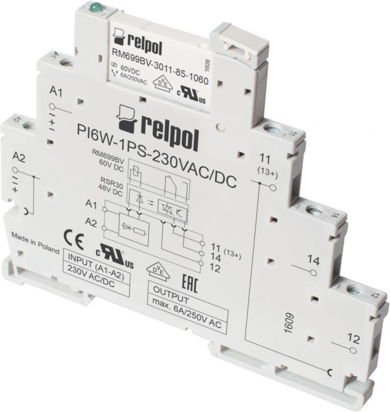 1P 6A 24V DC Interface Relay PIR6W-1PS-24VDC-R01 857175