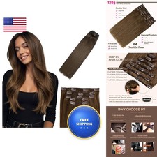 Clip in Hair Extensions 120g 7pcs 14 Inch Chocolate Brown 4 Straight
