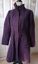 Splendido cappotto stile trench scamosciato velluto al ginocchio viola prugna lunghezza ginocchio 8 10 S