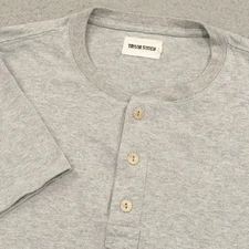 Taylor Stitch Shirt 38 Mens Heather Grey Short Sleeve Henley 3 Button Huckberry