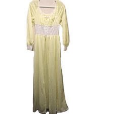 Vintage Lace Nightgown Duster Button down long sleeve Sm Made in USA